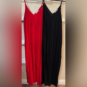 Treasure & Bond Flowy Pocket Maxi Dress Bundle Red & Black Size M EUC
